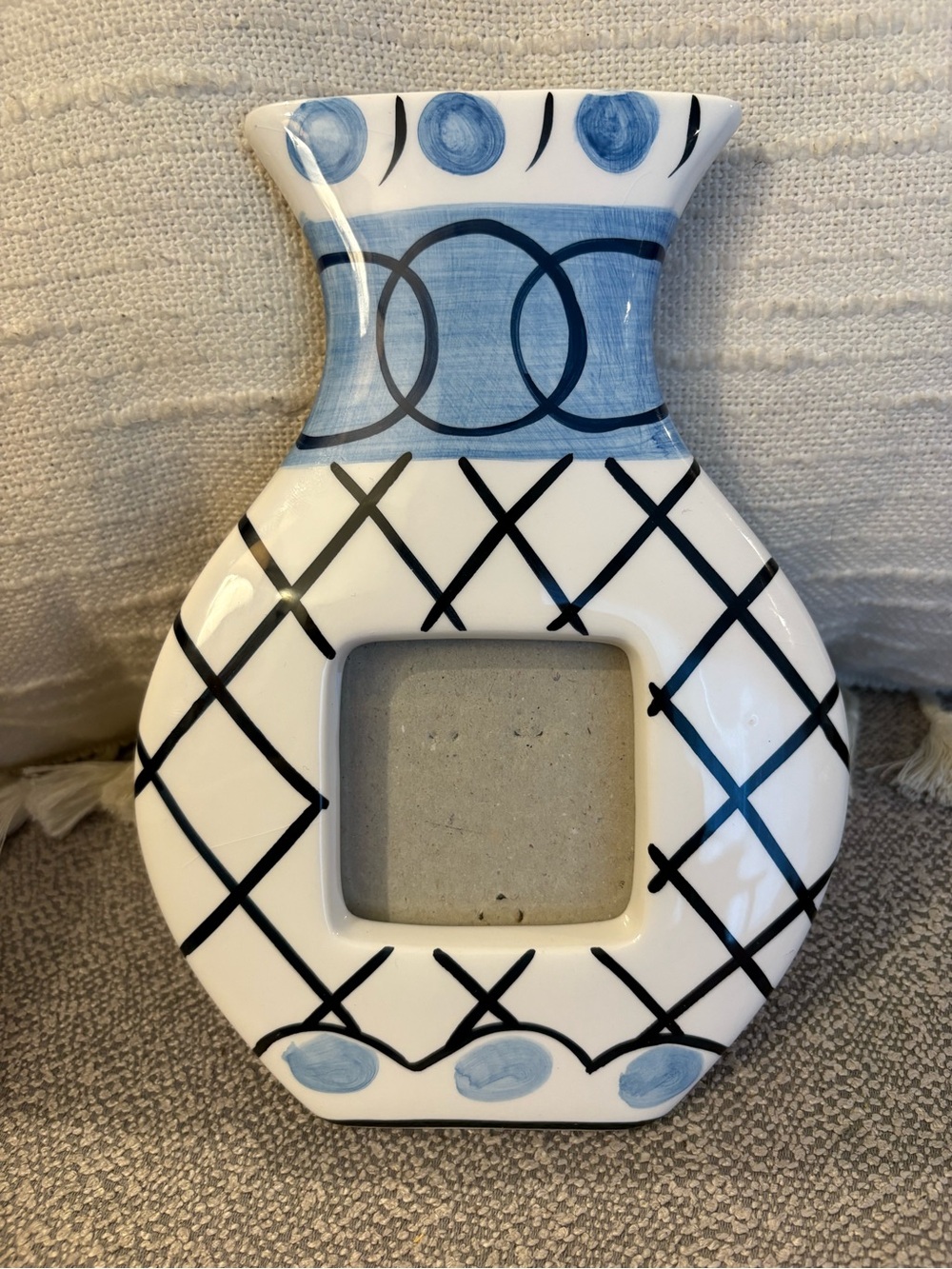 Blue and White Frame and Bud Vase